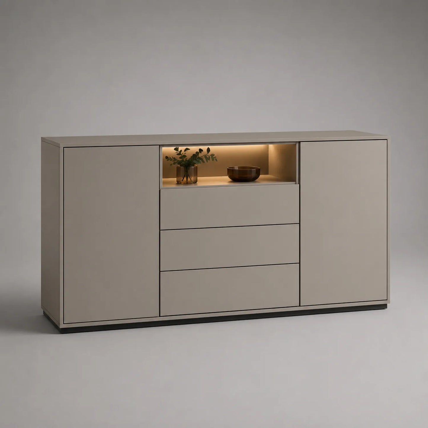 Sideboard MDF Beige mit LED-Beleuchtung 180x45x80cm