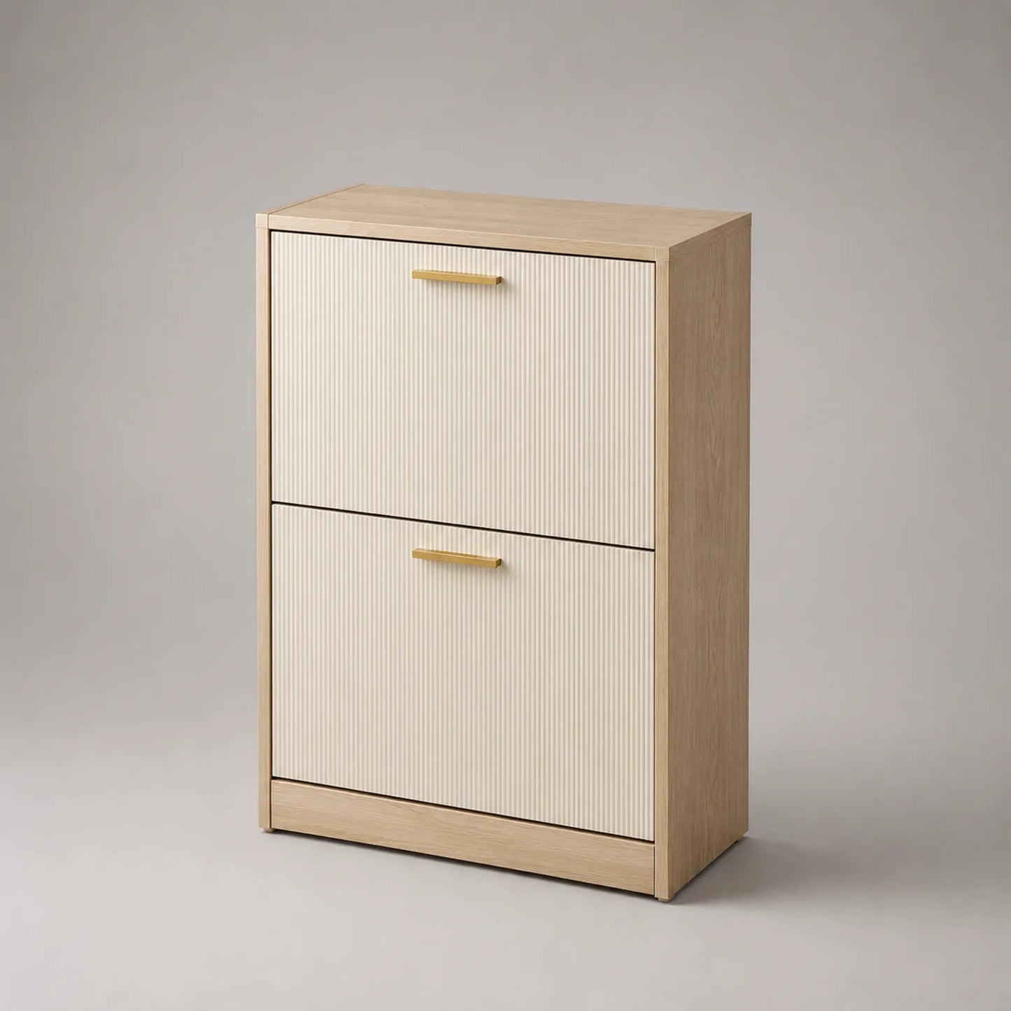 Schuhschrank Holz Furnier Beige 2 Klappen 80x60x25cm