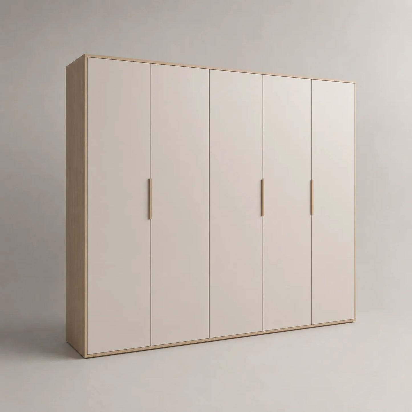 Holz Kleiderschrank 5-türig MDF Beige