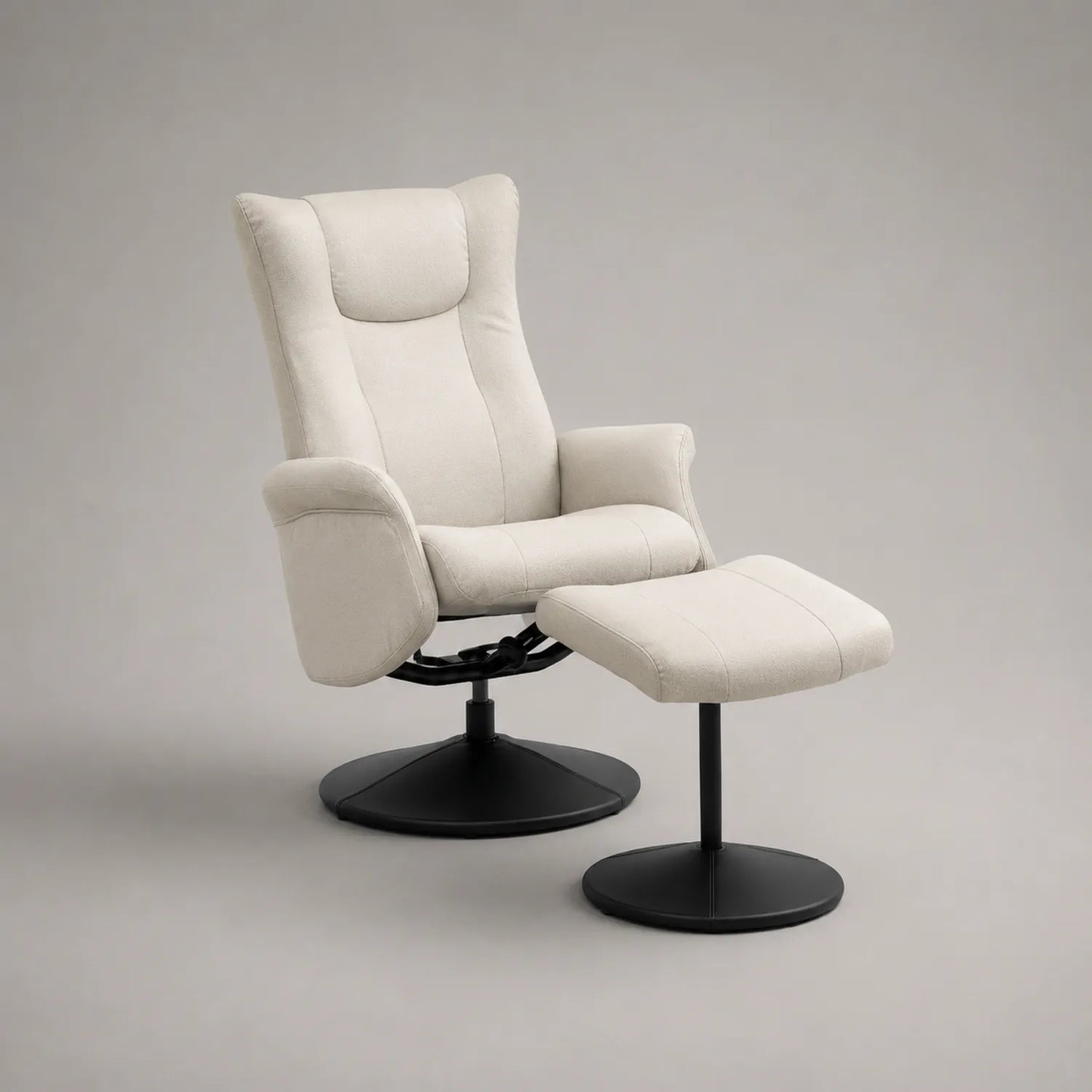Polstersessel mit Hocker Metall Basis Creme