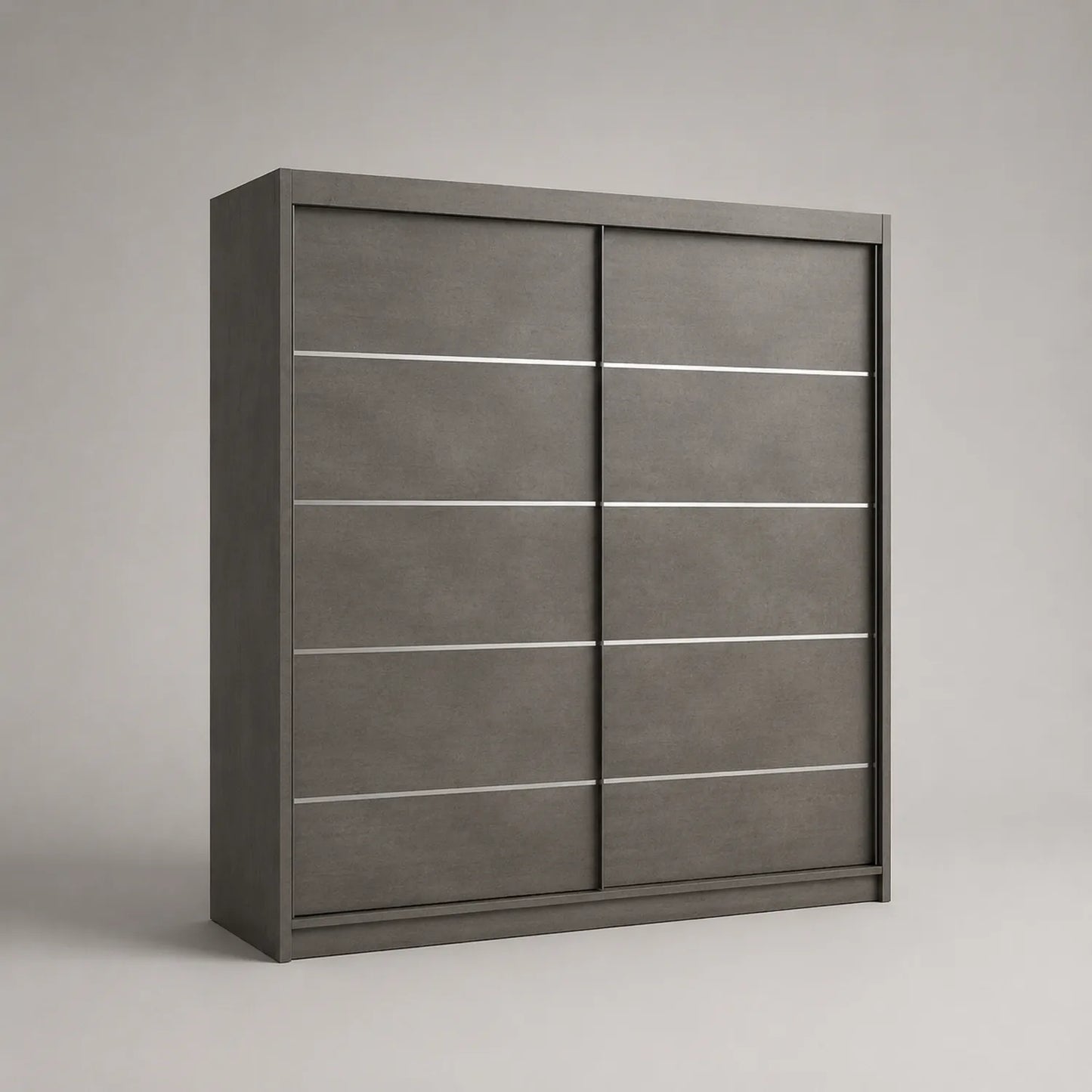 Kleiderschrank mit Schiebetüren Holz und Metall Grau 200 x 60 x 220 cm