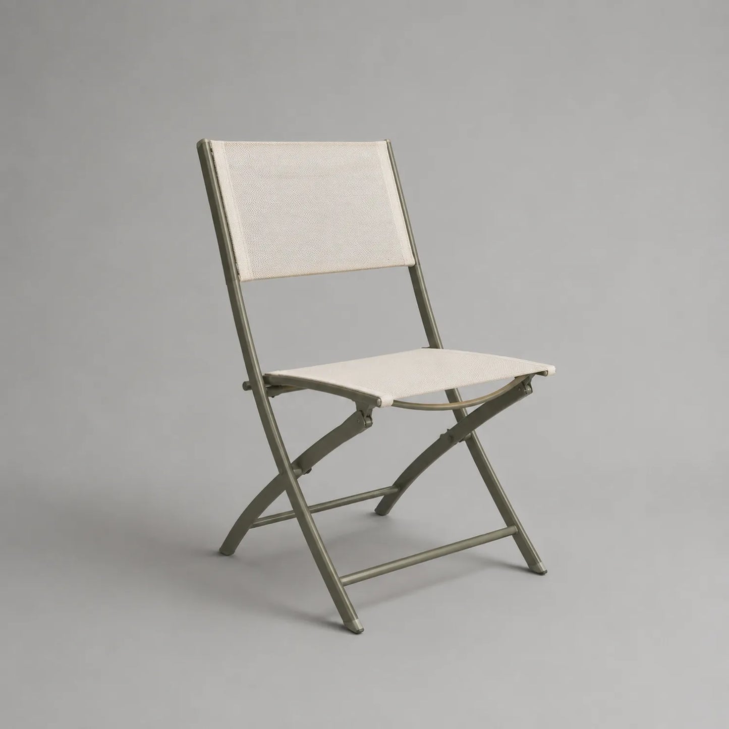 Klappstuhl aus Aluminium und Textil, Beige und Olivgrün