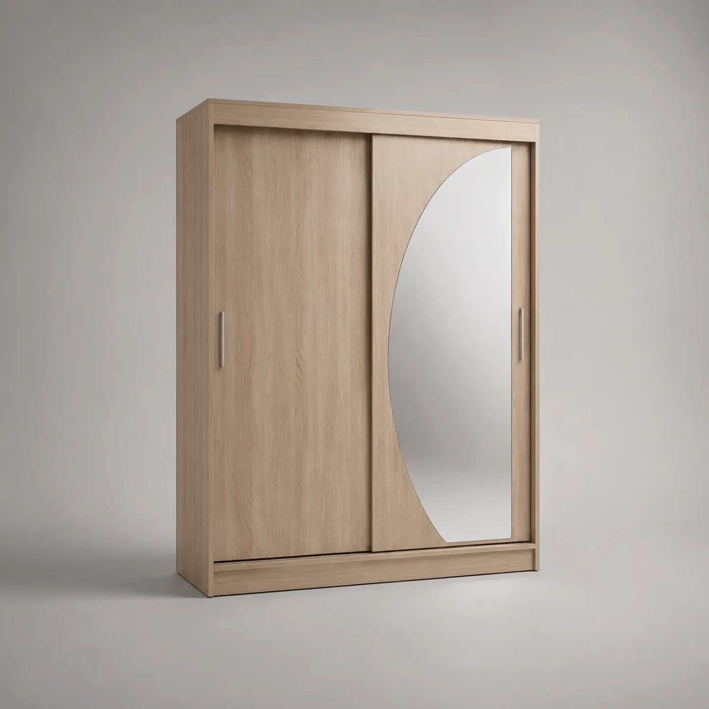 Kleiderschrank mit Schiebetüren und Spiegel Eichenfurnier 200cm x 215cm x 60cm