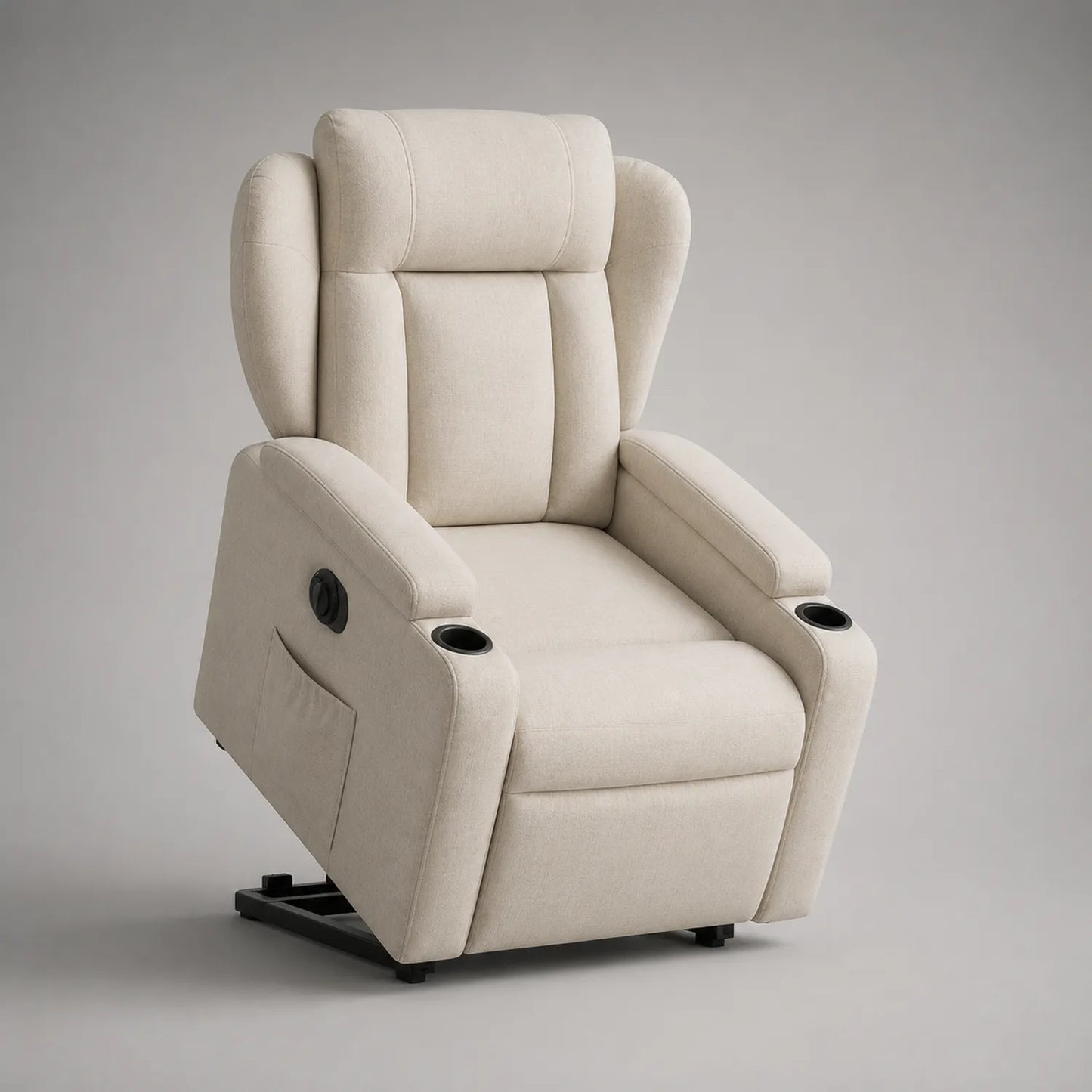 Verstellbarer Relaxsessel mit Leinenstoff Creme 105cm Höhe