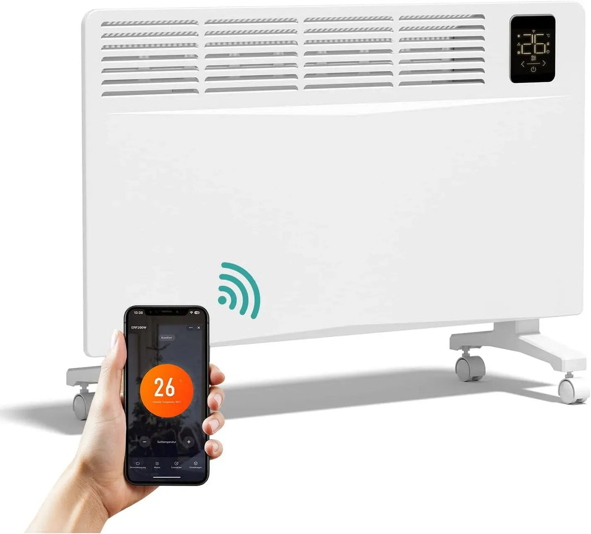 Elektroheizung, 2000 W, EMKE, WLAN, App, Weiß, WLAN Konvektor Heizung Energiesparend, App-Steuerung