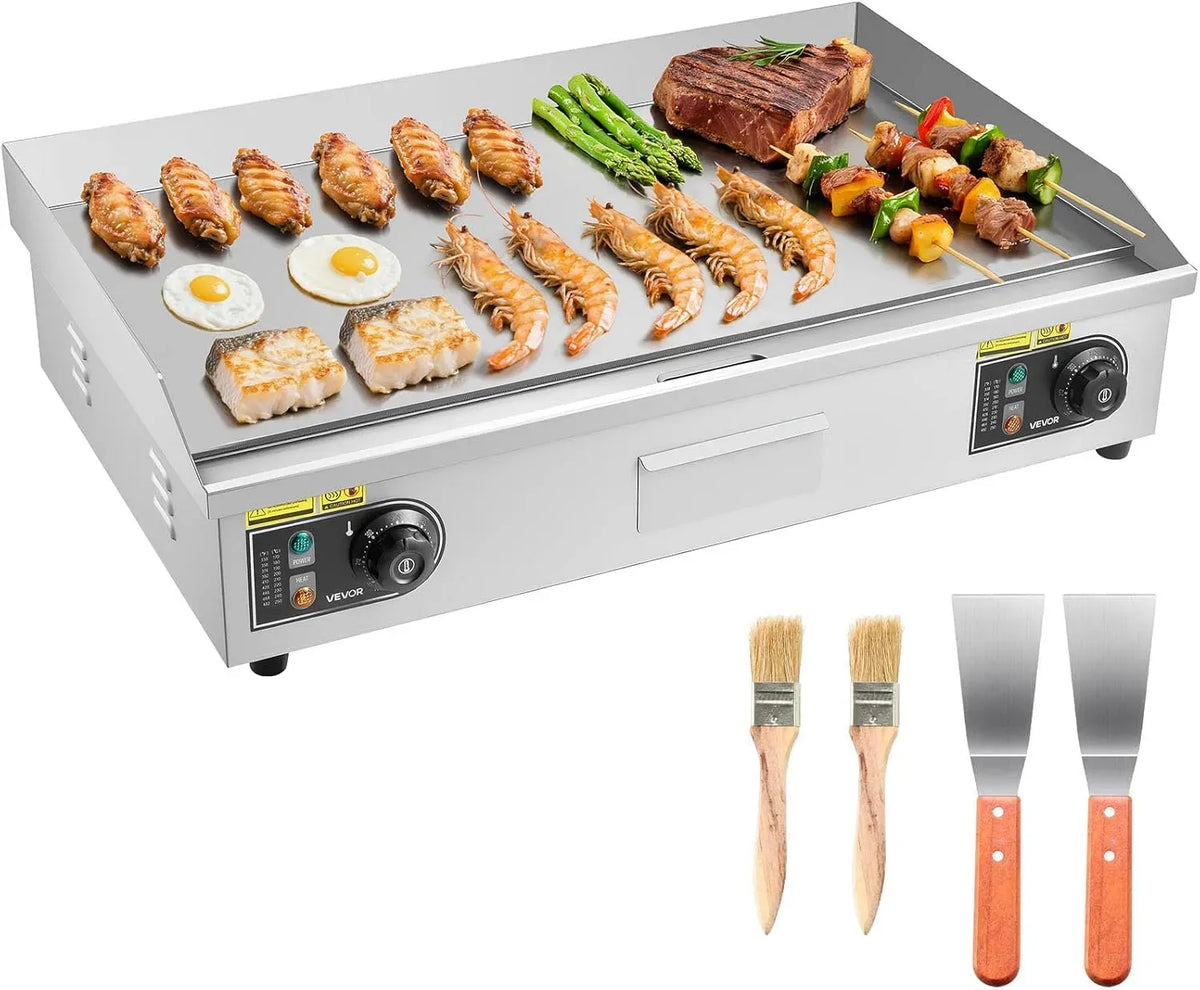 VEVOR Elektrogrill, elektrischer Tischgrill, 725x400 mm, 50 bis 300 °C, gewerblich, für Steaks Pfannkuchen