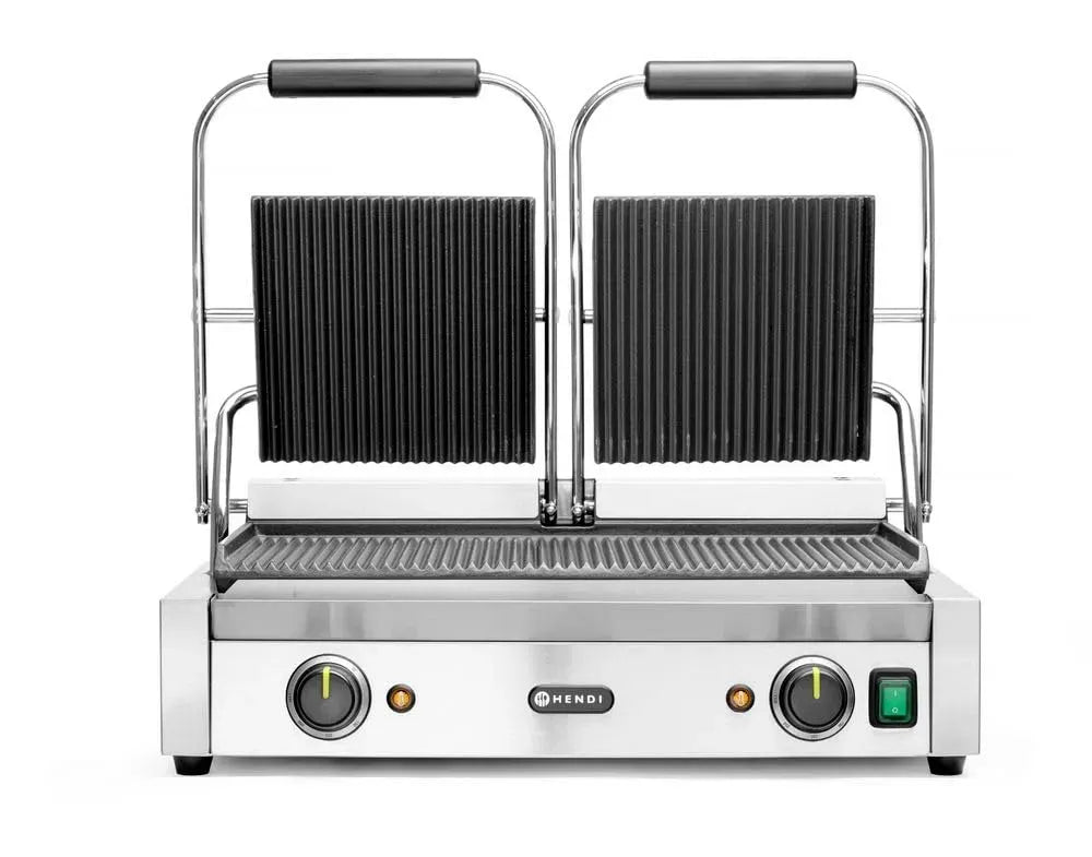 230V/3600W Grillreinigungsbürste, Kontaktgrill, Elektrogrill, Kontaktgrill und Paninigrill, 480x235mm, 3600 W, 230 V, 216 mm, Edelstahl, HENDI