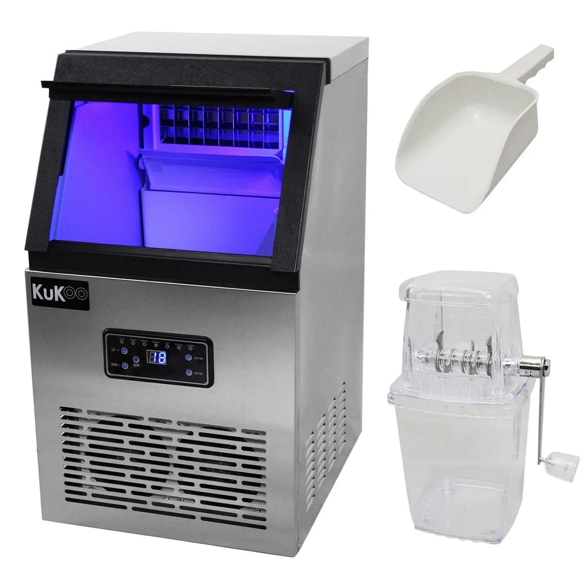 Eiswürfelmaschine kg/24, gewerblich, Restaurant, Edelstahl, LED-Bildschirm aus Edelstahl, Produktivität 40 h, Bar, Eismaschine für Restaurant