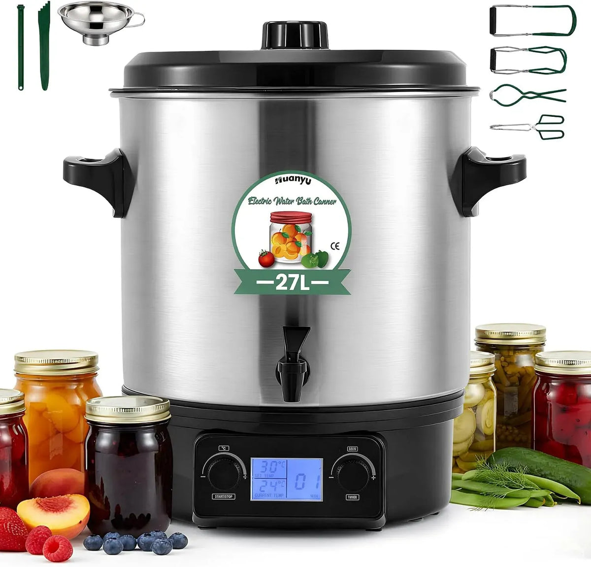 Wasserbad-Einmachgerät, 27 L, LCD-Display, 2 Temperaturzonen