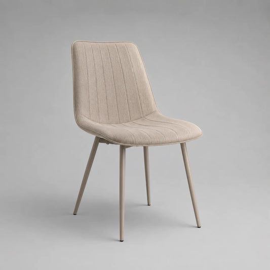 Stoff Esszimmerstuhl mit Metallbeinen Beige