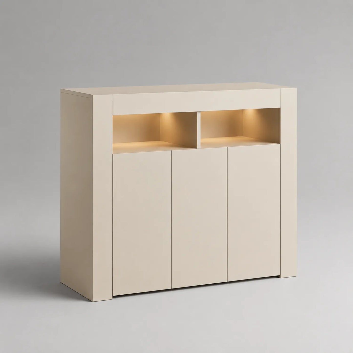 Beiges MDF-Sideboard mit LED-Beleuchtung, 120 x 40 x 80 cm