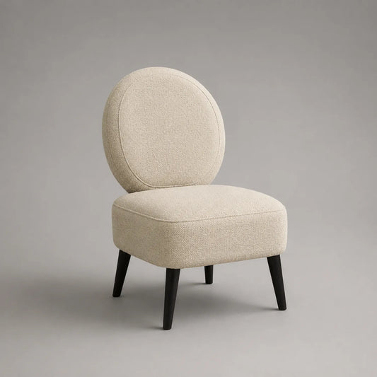 Stoffsessel Beige mit Holzfüßen