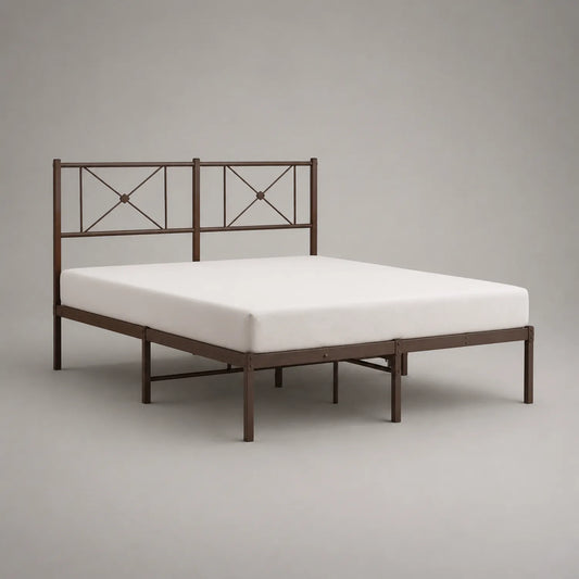 Metallbettgestell Doppelbett 140x200 cm Braun mit Matratze