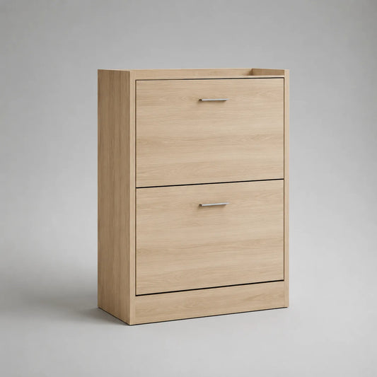Schuhschrank aus MDF mit Holzfurnier und 2 Klappen 80x60x24cm