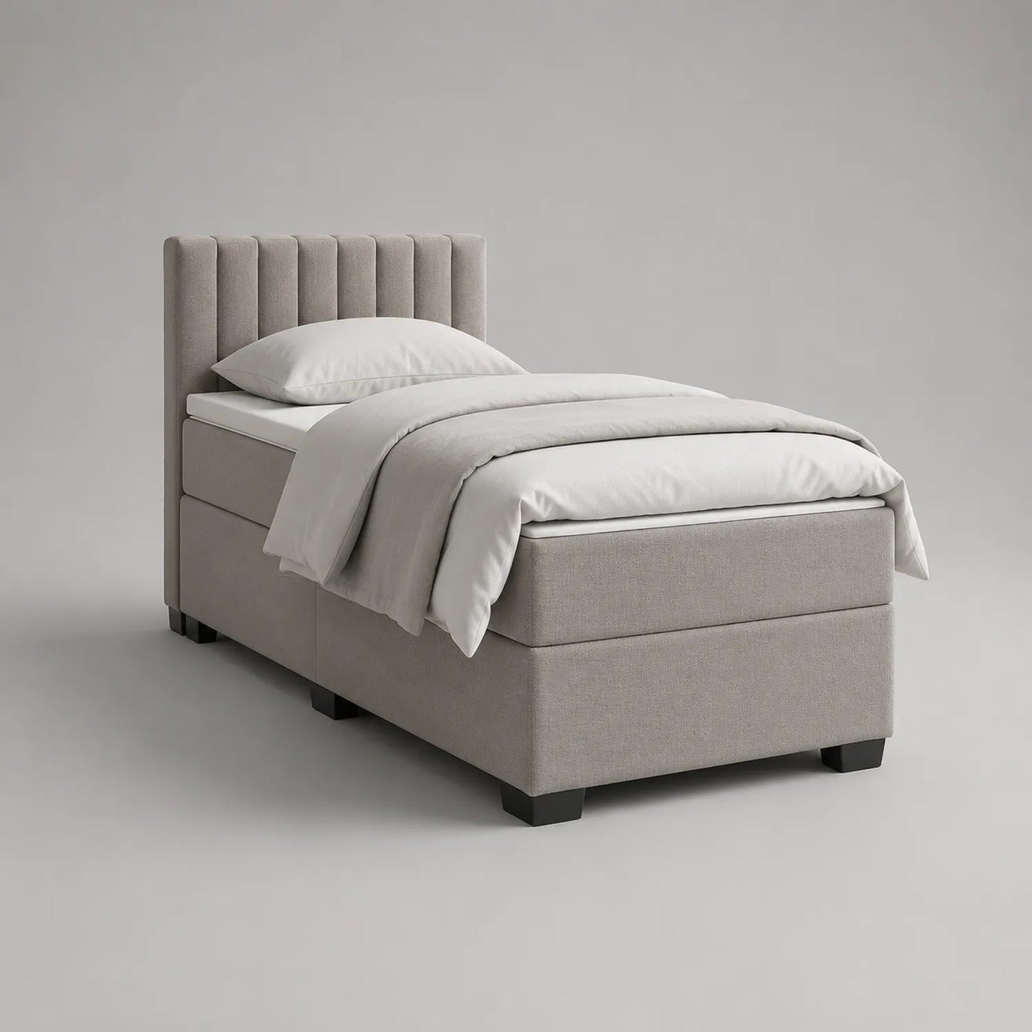 Einzelbett aus Stoff mit Kopfteil 200x100 cm Beige