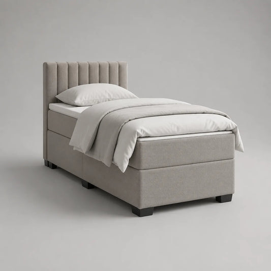 Einzelbett aus Stoff mit Kopfteil 200x100 cm Beige