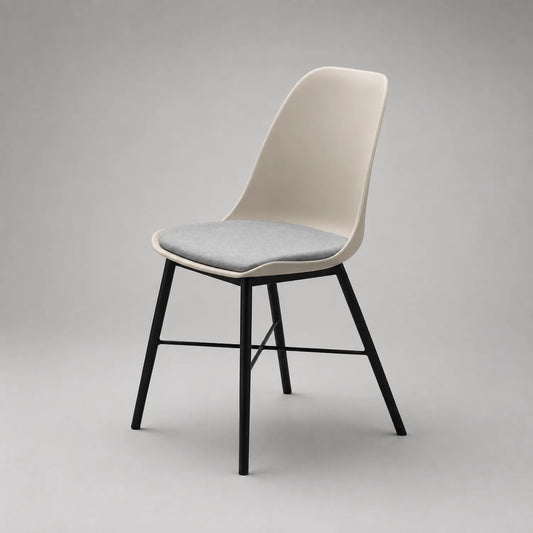 Esszimmerstuhl Polypropylen mit Polstersitz Beige/Schwarz