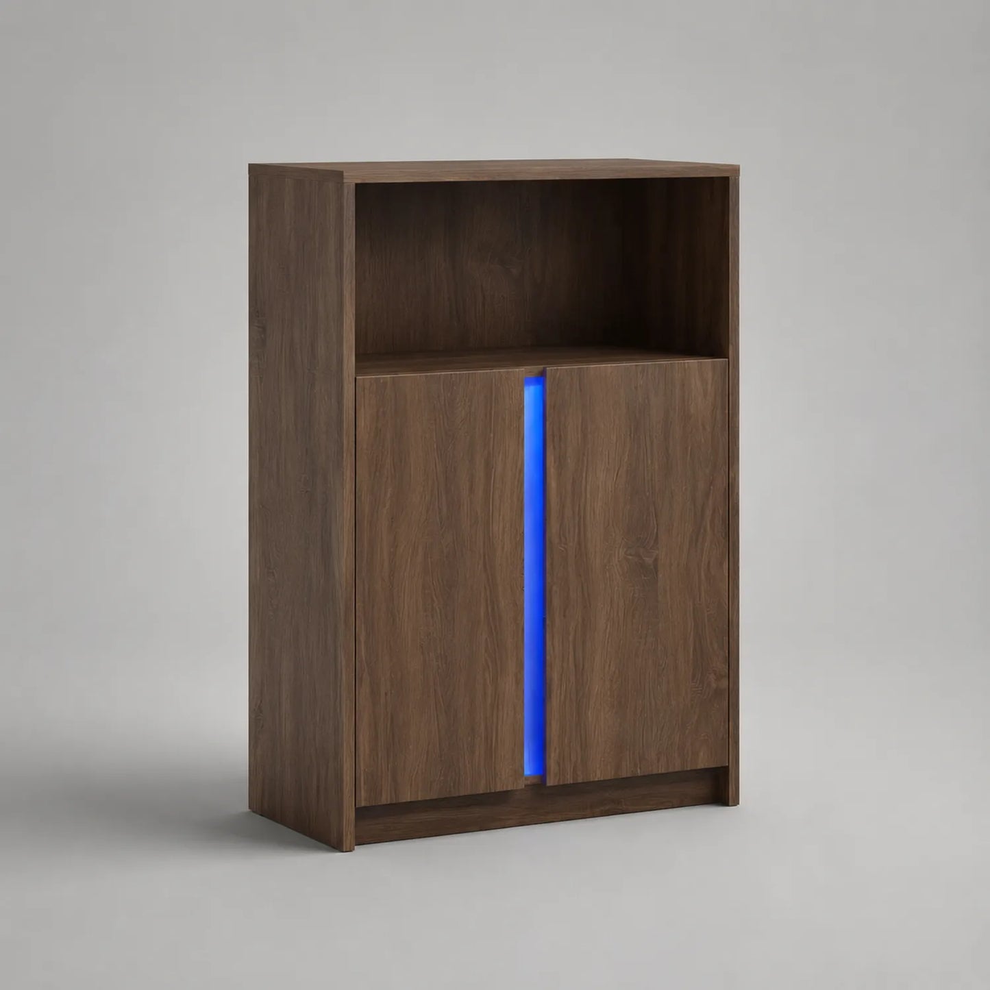 Holzoptik Sideboard mit LED-Leiste, Braun