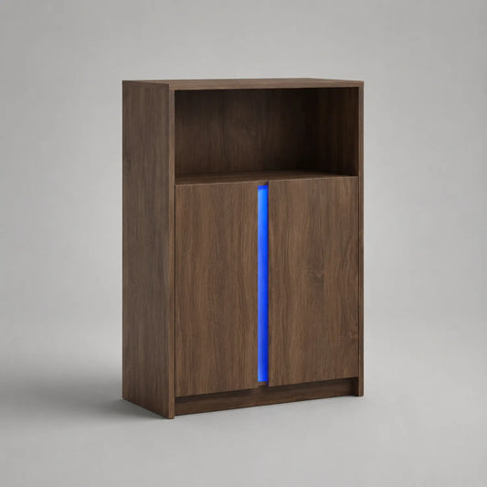 Holzoptik Sideboard mit LED-Leiste, Braun