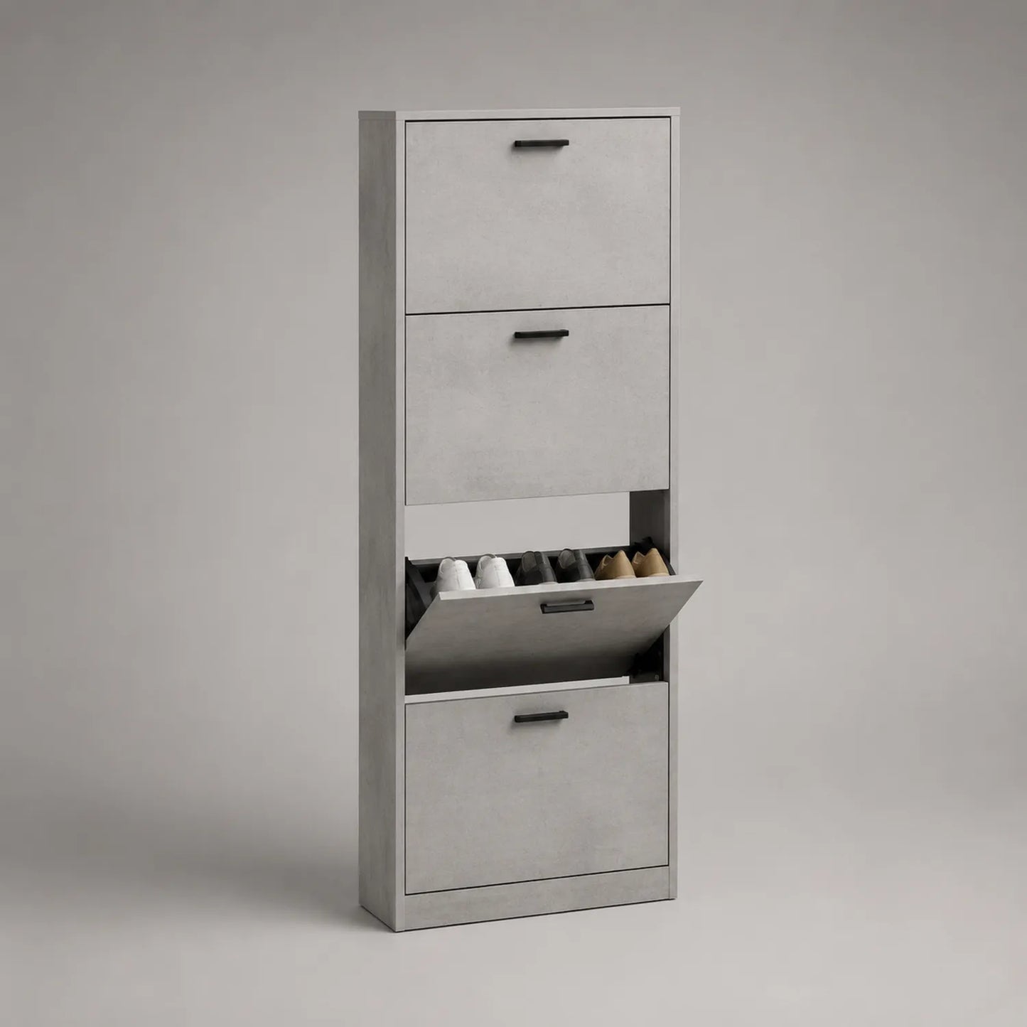 Betonoptik Schuhschrank mit 3 Klappen