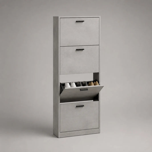 Betonoptik Schuhschrank mit 3 Klappen