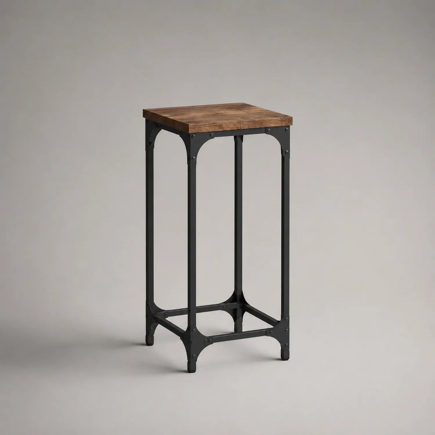 Beistelltisch Eichenholzplatte Stahlgestell 33x33x76cm