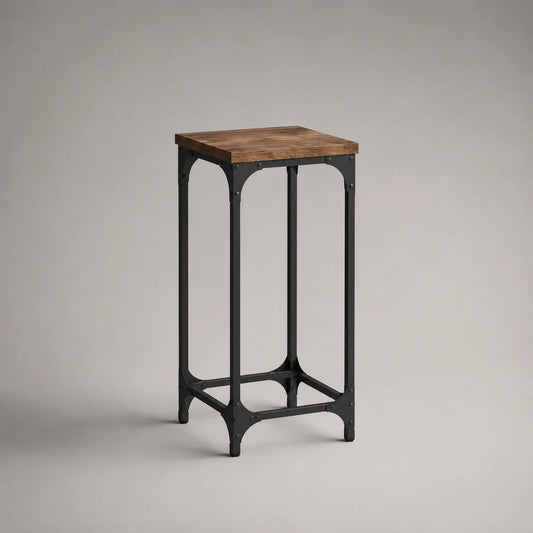 Beistelltisch Eichenholzplatte Stahlgestell 33x33x76cm
