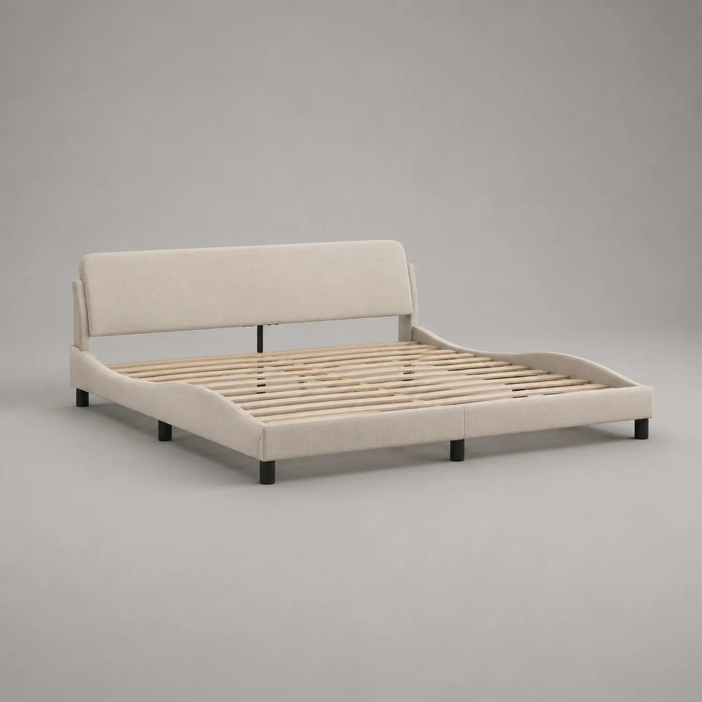 Holzbettgestell 160x200 cm Beige mit Polyesterbezug