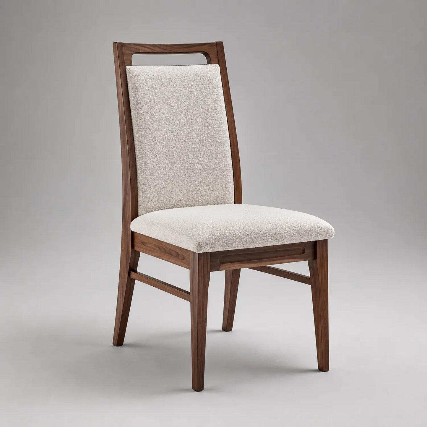 Esszimmerstuhl aus Walnussholz mit Polyesterstoff Beige 48x58x92cm
