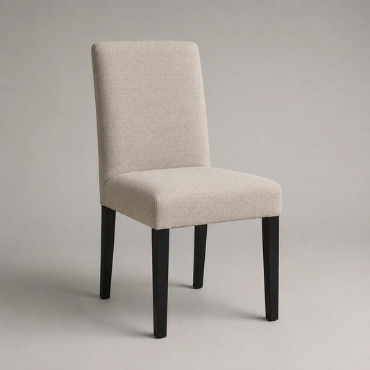 Esszimmerstuhl aus Stoff mit Holzbeinen, Beige