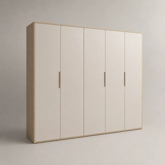 Holz Kleiderschrank 5-türig MDF Beige