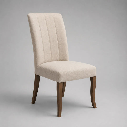 Esszimmerstuhl Beige Leinenoptik Eichenholz Beine