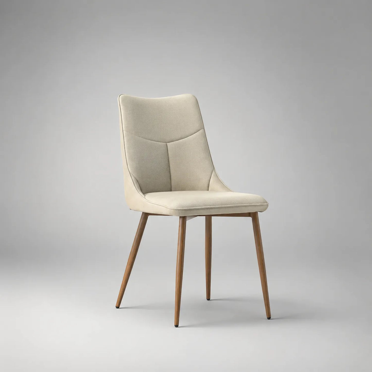Esszimmerstuhl Stoff Beige mit Holzbeinen 85 cm