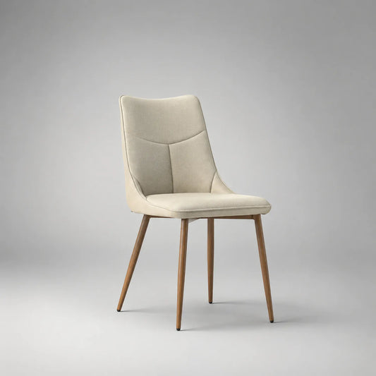 Esszimmerstuhl Stoff Beige mit Holzbeinen 85 cm