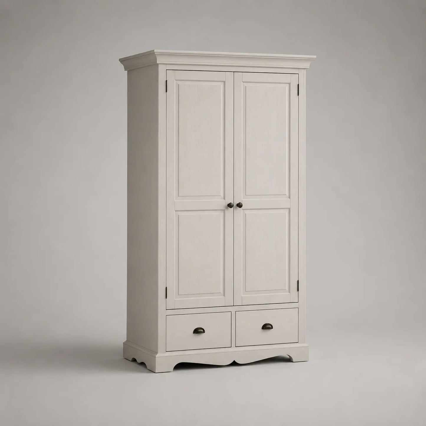Massivholz Kleiderschrank mit Doppeltüren und Schubladen 200x100x50cm