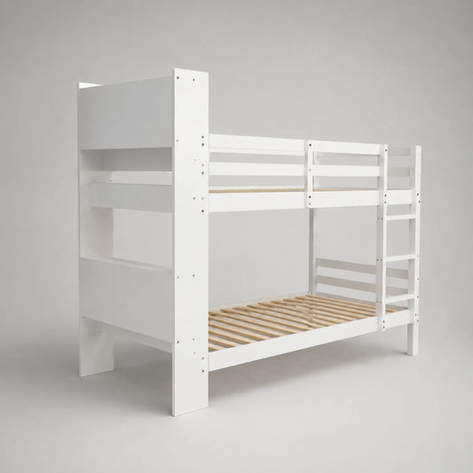 Etagenbett 90x200 cm Weiß MDF und Kiefernholz