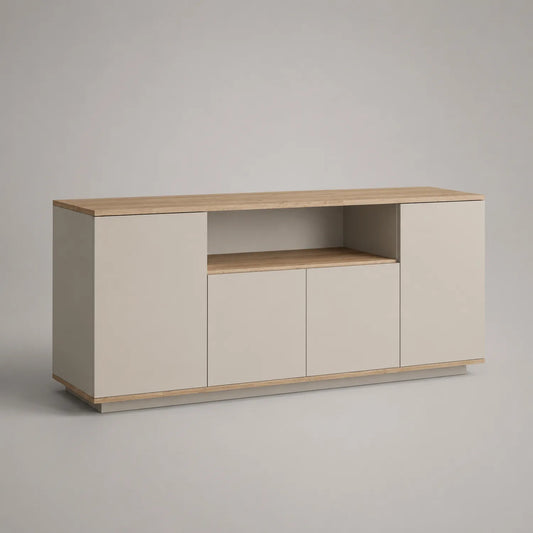 Sideboard Holzfurnier Beige MDF 150x40x80cm