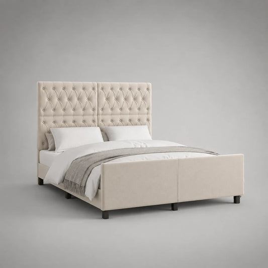 Polsterbett 180x200 cm Beige Stoff Holzbeine