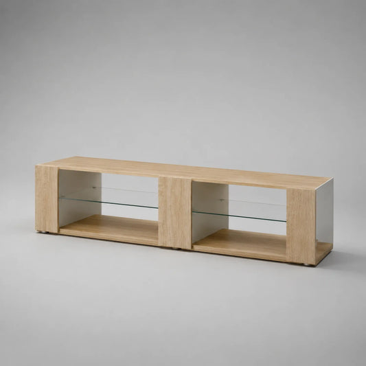 TV-Bank Holzwerkstoff mit Glas 150cm