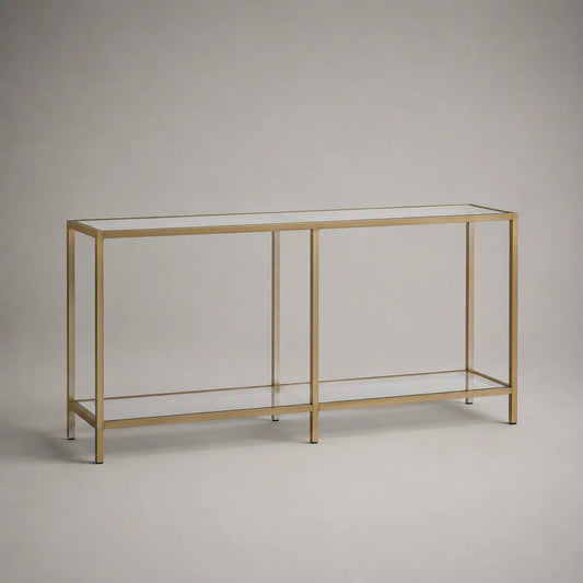 Konsole aus Edelstahl mit Glasplatte Gold 120x30x80 cm