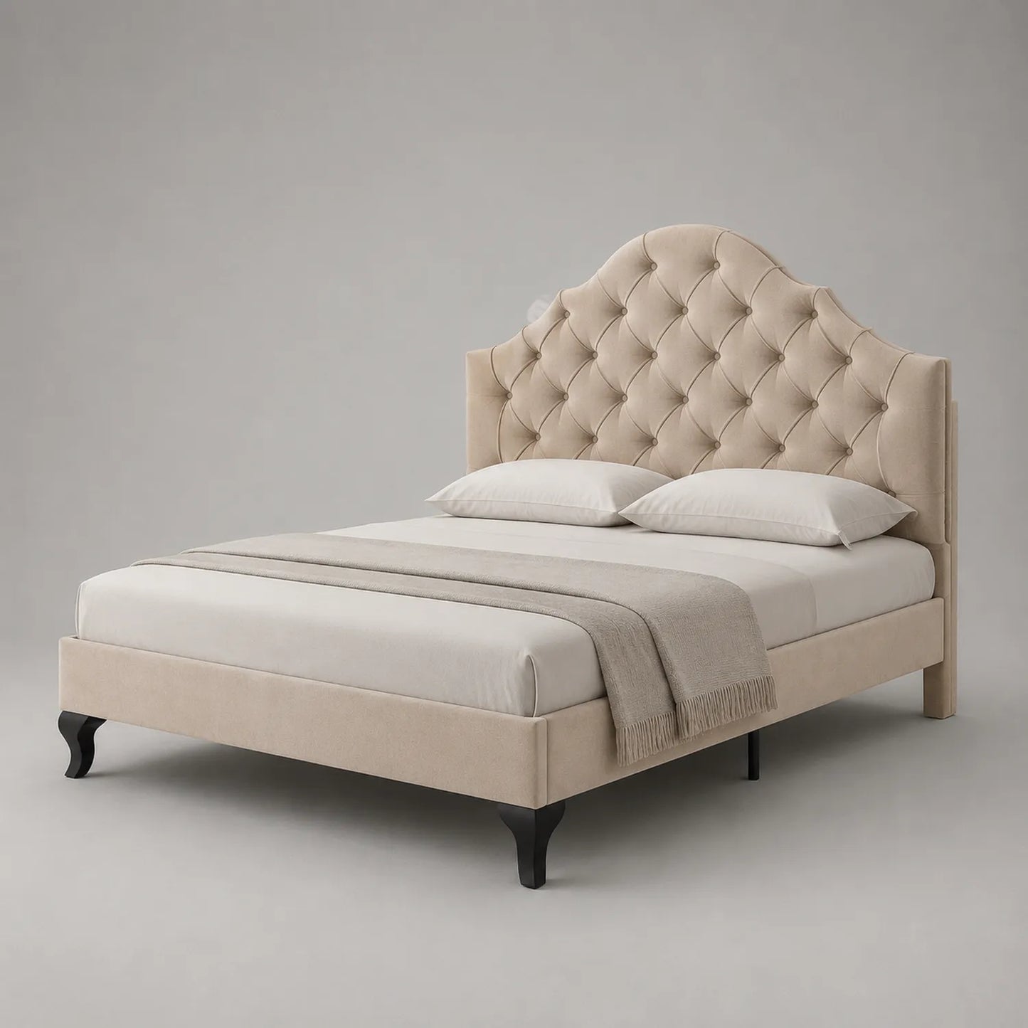 Stoffbett mit hohem Kopfteil 200x160 cm Beige