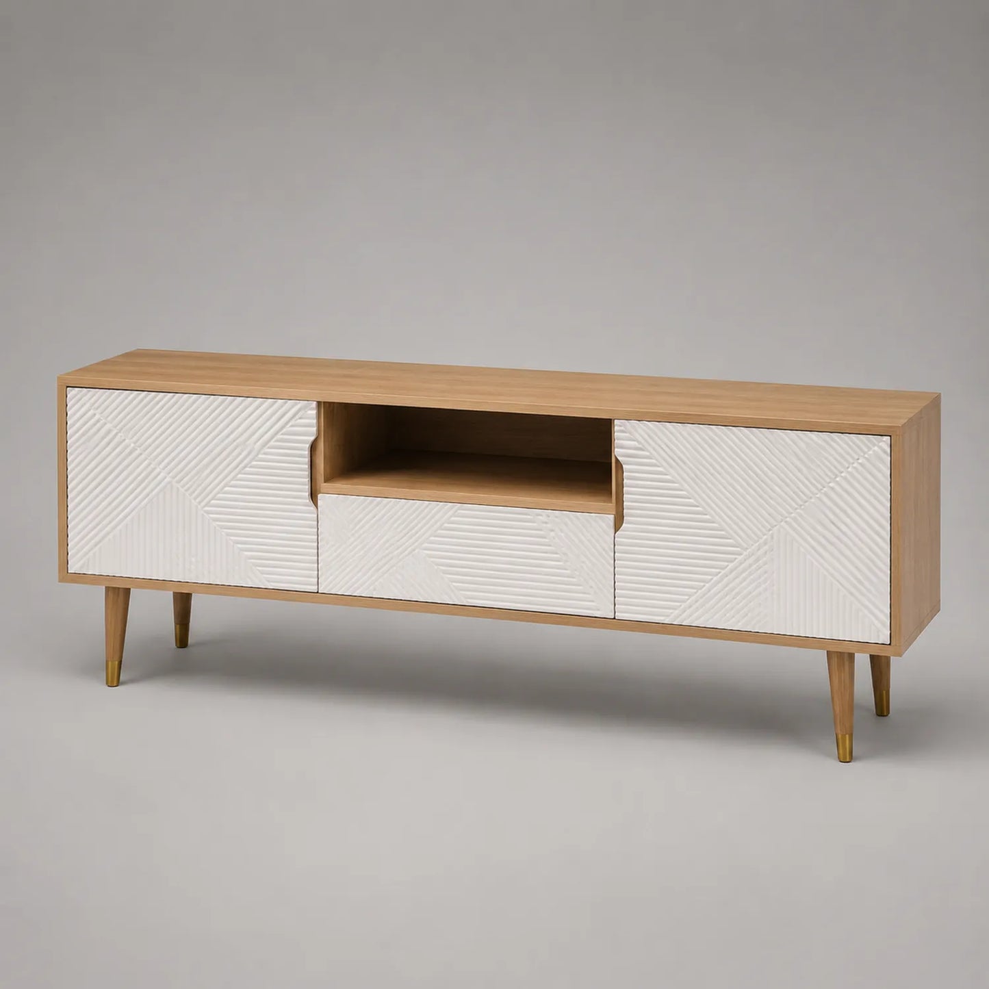 TV-Schrank Holz mit MDF und Eichenfurnier 140x40x50 cm