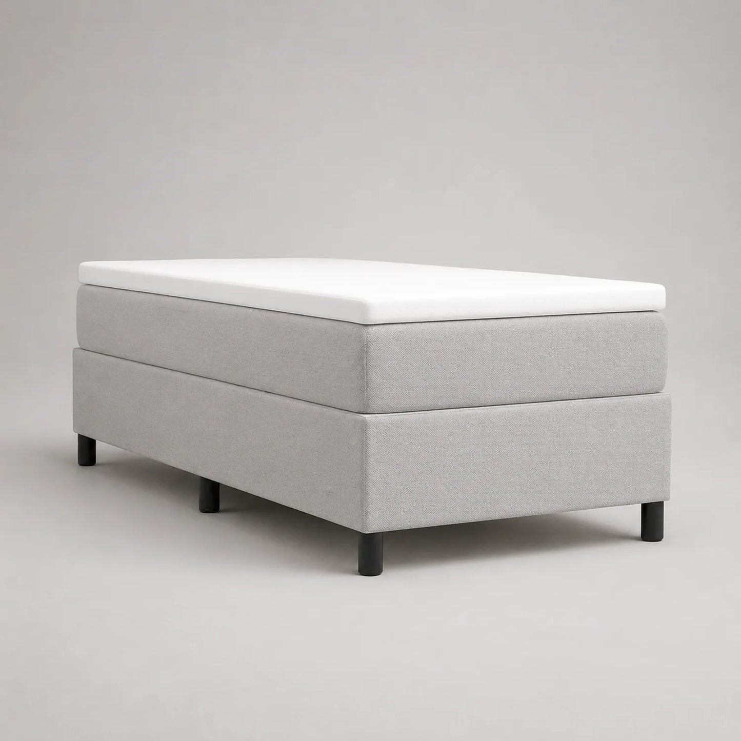 Boxspringbett 200x90cm Massivholz Grau Metallfüße