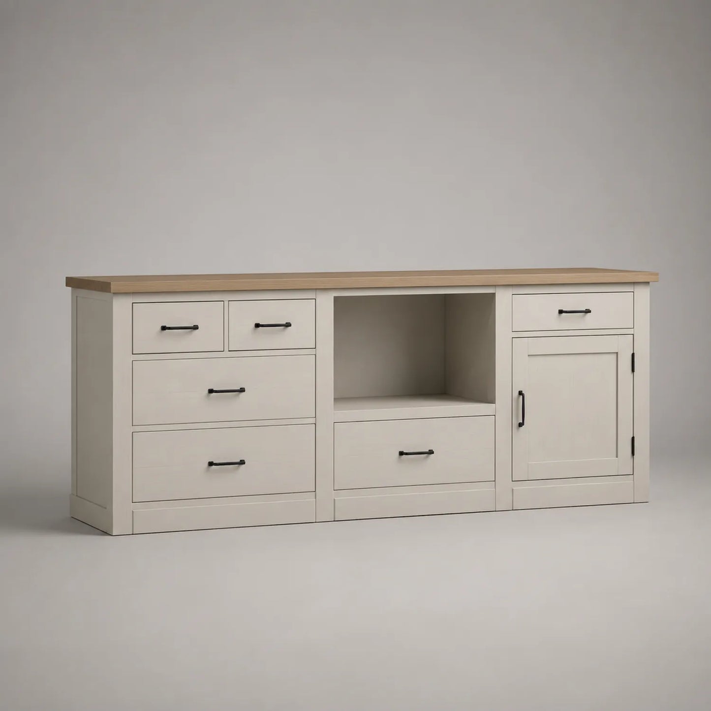 Sideboard MDF Weiß Eichefurnier 200cm