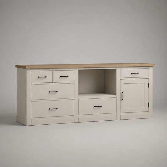 Sideboard MDF Weiß Eichefurnier 200cm