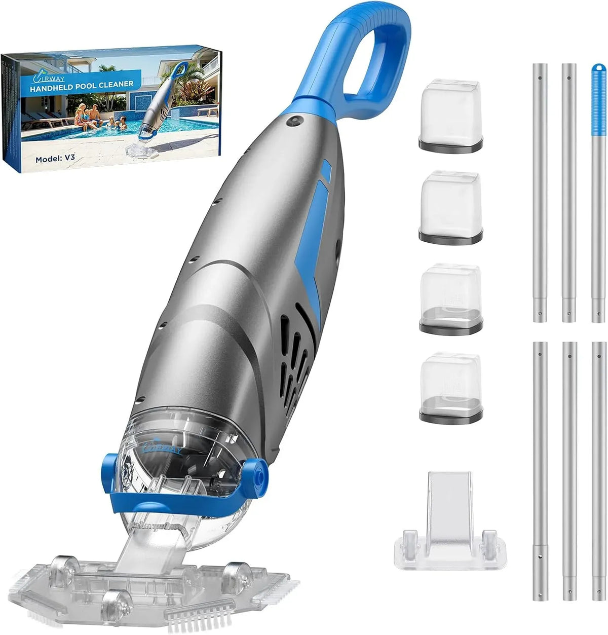 H 26 IPX8 Bodensauger, Poolsauger, Filter, Akku, Poolreiniger, 6000 L/H, kabellos, UIRWAY