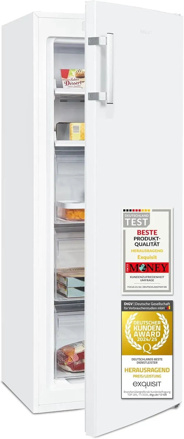 Exquisit GS5231-NF-H-040C Gefrierschrank, 161 L, No Frost, Gefrierfach, Tiefkühlschrank, Weiß, NoFrost