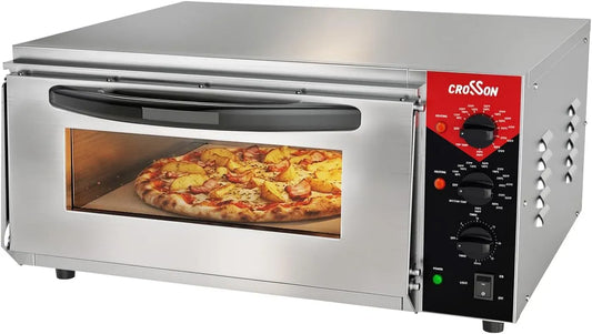 Elektrischer Pizzaofen, 50 × 50CM, 3000 W, CROSSON 30-Minuten-Timer, gewerblich, Edelstahl