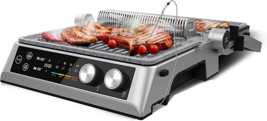 Cecotec Elektrogrill, Rockn'Grill, 2400 W, Touch-Bedienung, 2 Temperaturzonen