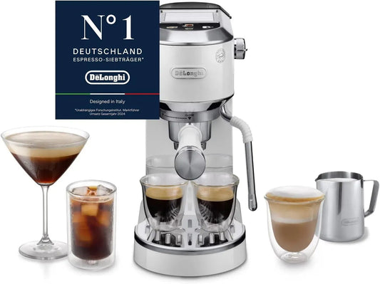 De'Longhi EC890.WI Milchaufschäumer, 15cm, Milchschäumer, Touch-Bedienung, Weiß, Cappuccino und Cold Brew